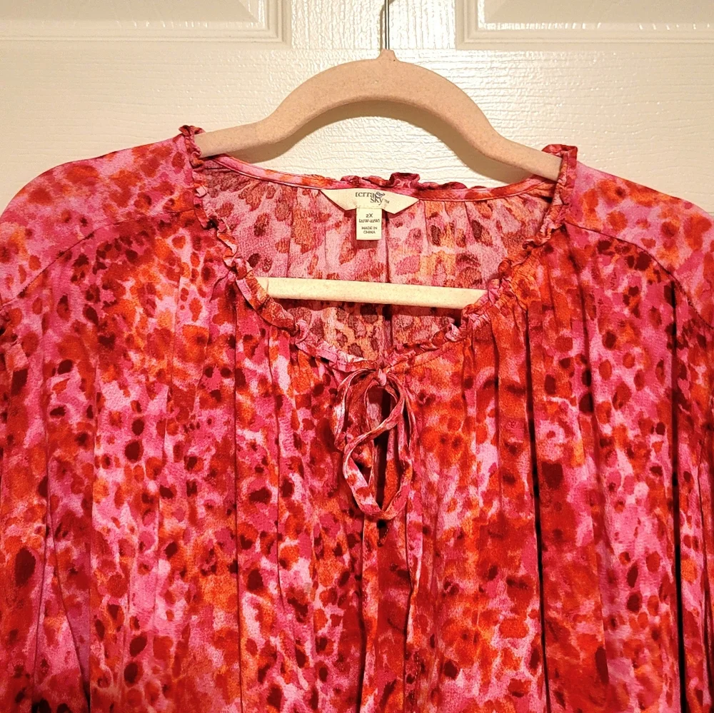 Pink Blouson Sleeved Blouse - Picture 2 of 4